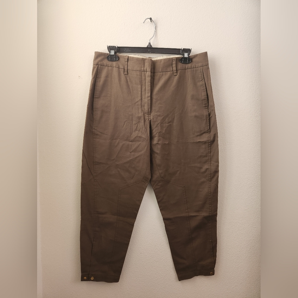 Halston Heritage Cropped Tapered Leg Relaxed Fit Brown Pants Army Style Size 6